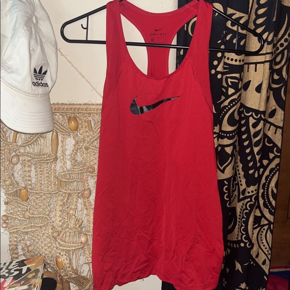 red nike dri fit workout tank top womens- size medium